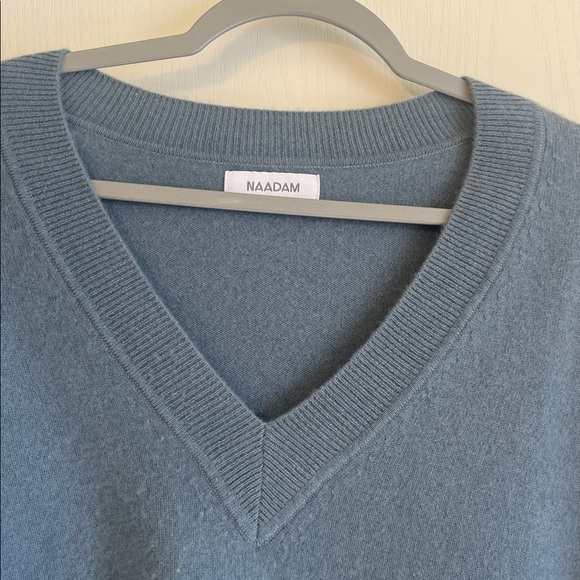 NAADAM Deep Teal V-Neck Sweater - Picture 2 of 7